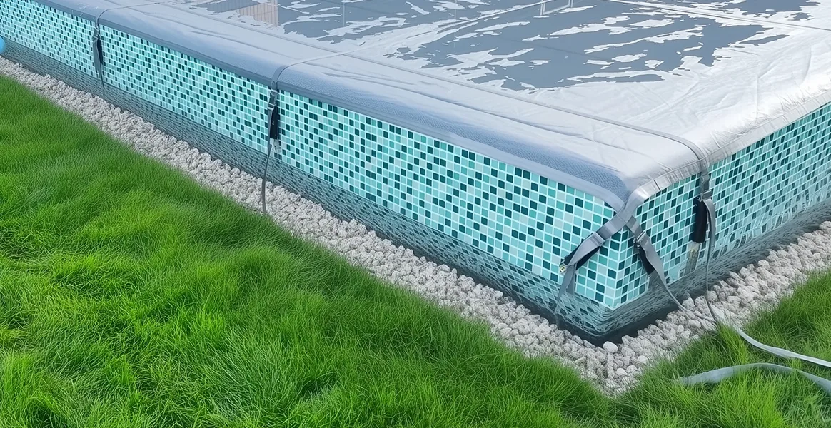 Покрывало для бассейна под снегом — защита зимой в Кондопоге